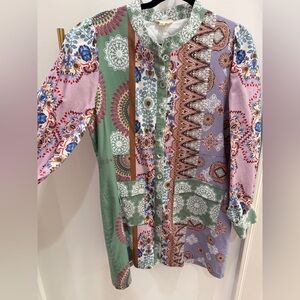 Anthropologie Green Floral Pattern dress